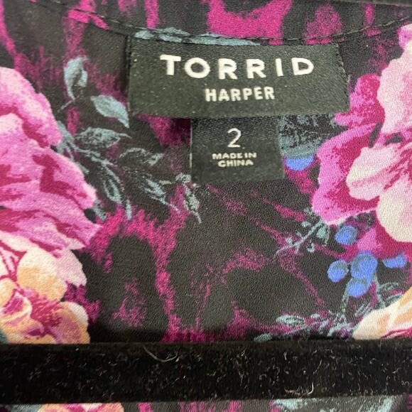 Torrid Harper Plus Size 2 Pink Floral Zebra Button-Up Top Blouse Y2K, Valentines - Picture 3 of 9